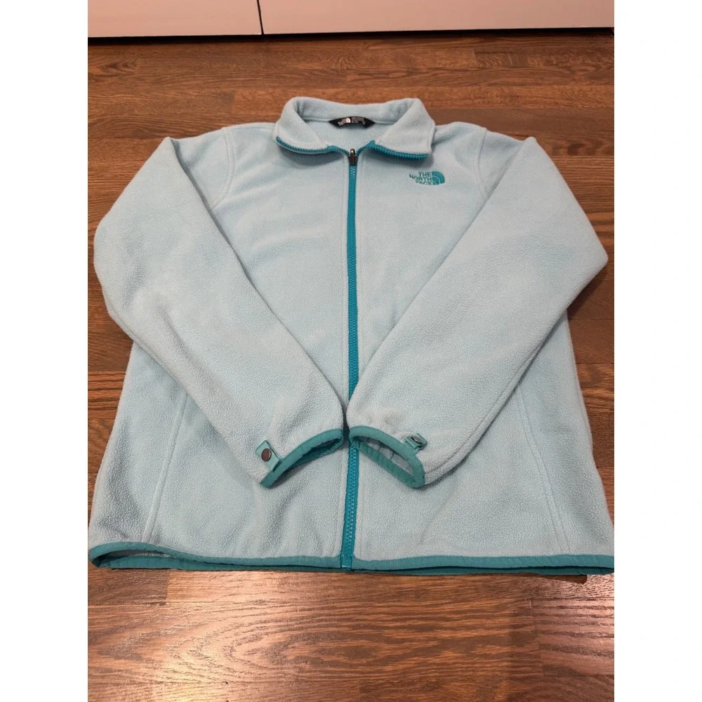 The North Face Girls Fleece Jacket Light Blue Zip Up‎ Youth XL